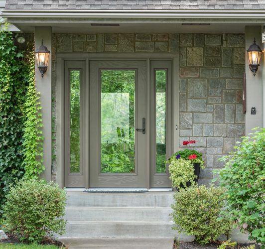 gray front glass door