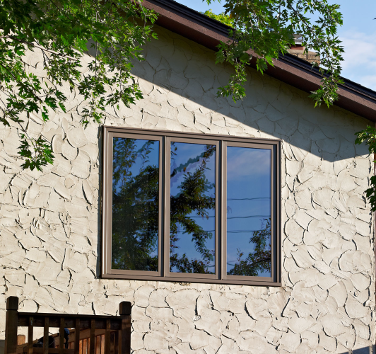 three panel glass window