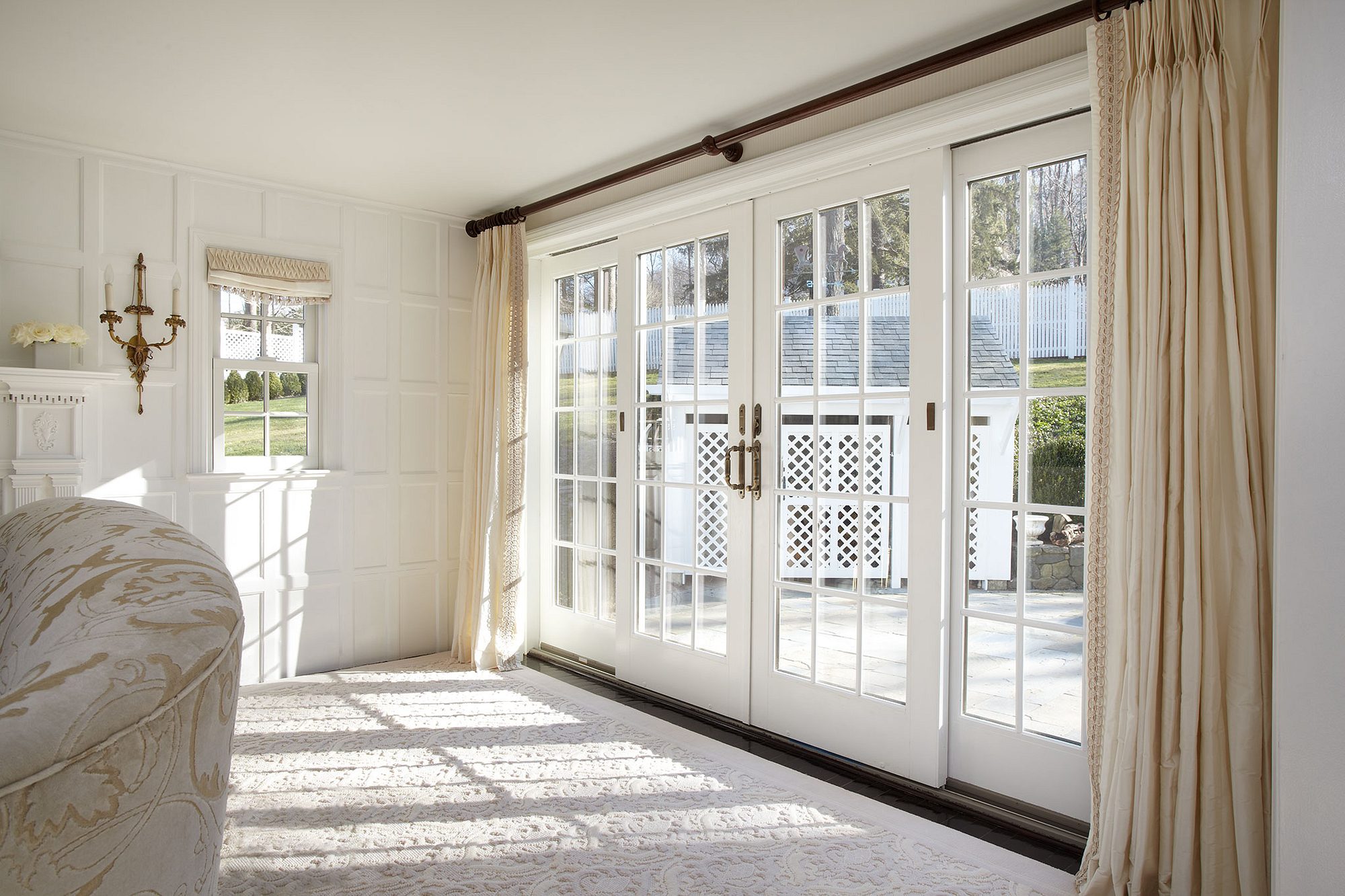 white interior living room with sliding door