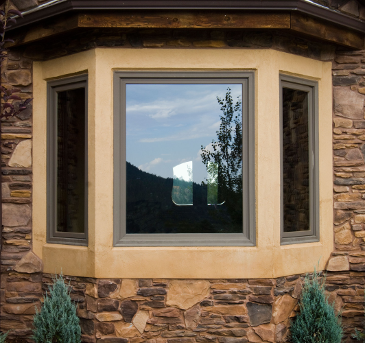 outside view of wooden bay window